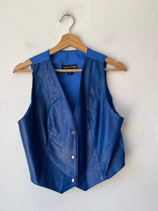90's Wilson's Blue Leather Vest