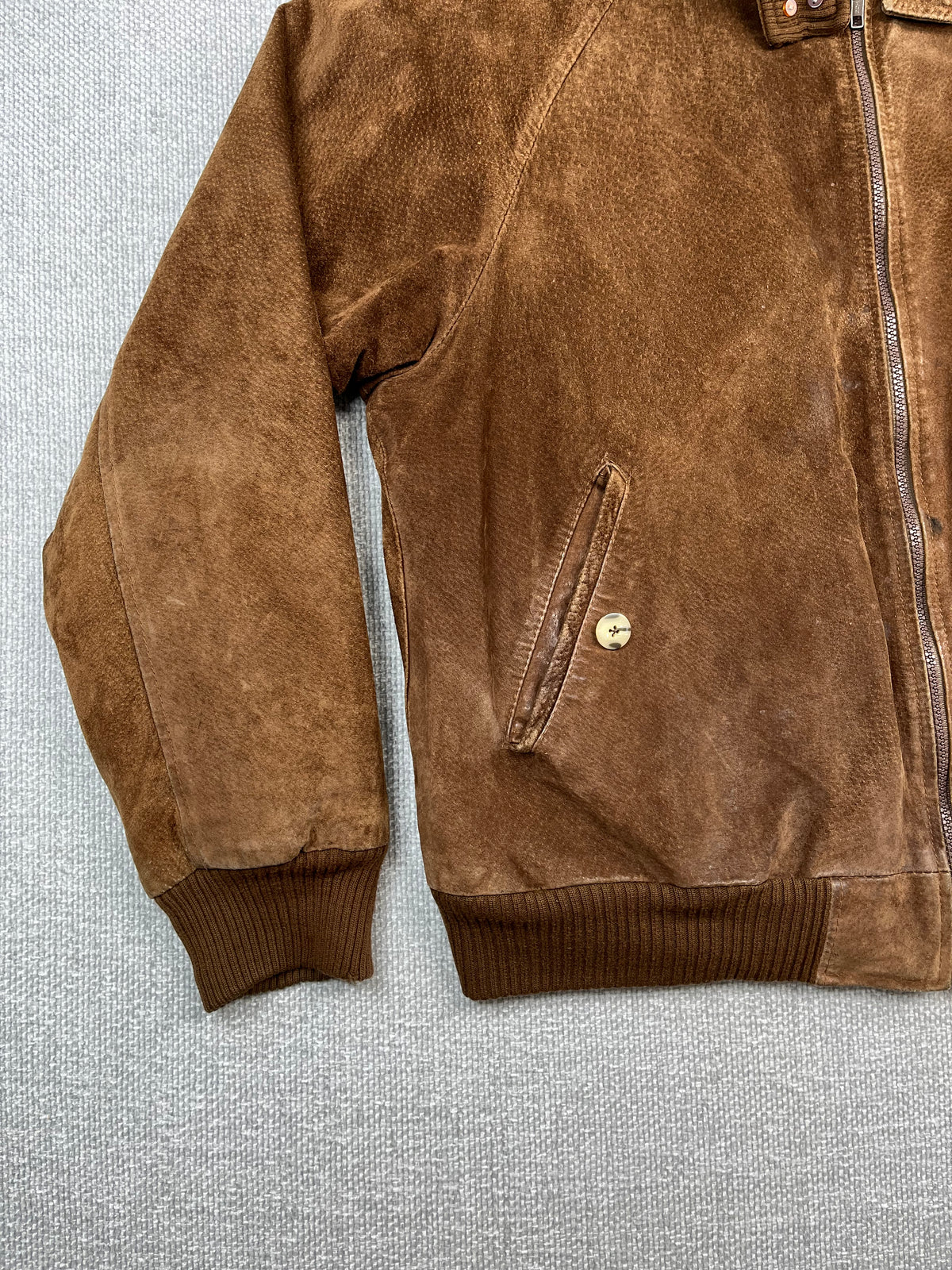 Y2K Brown Suede Bomber Jacket