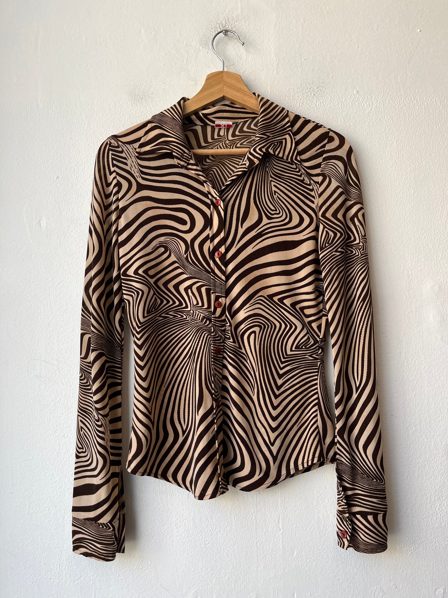 90's Swirly Brown Blouse