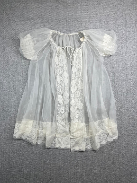 70's White Sheer Night Gown