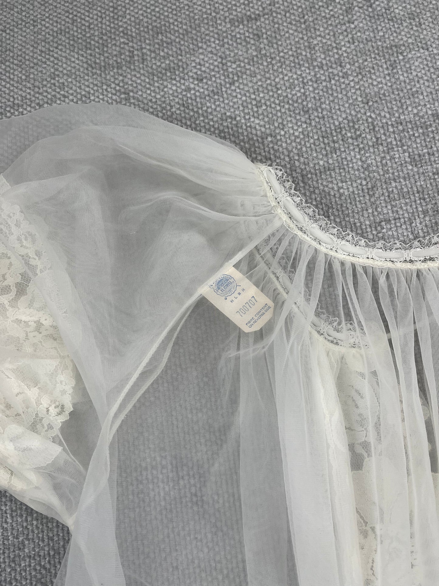 70's White Sheer Night Gown