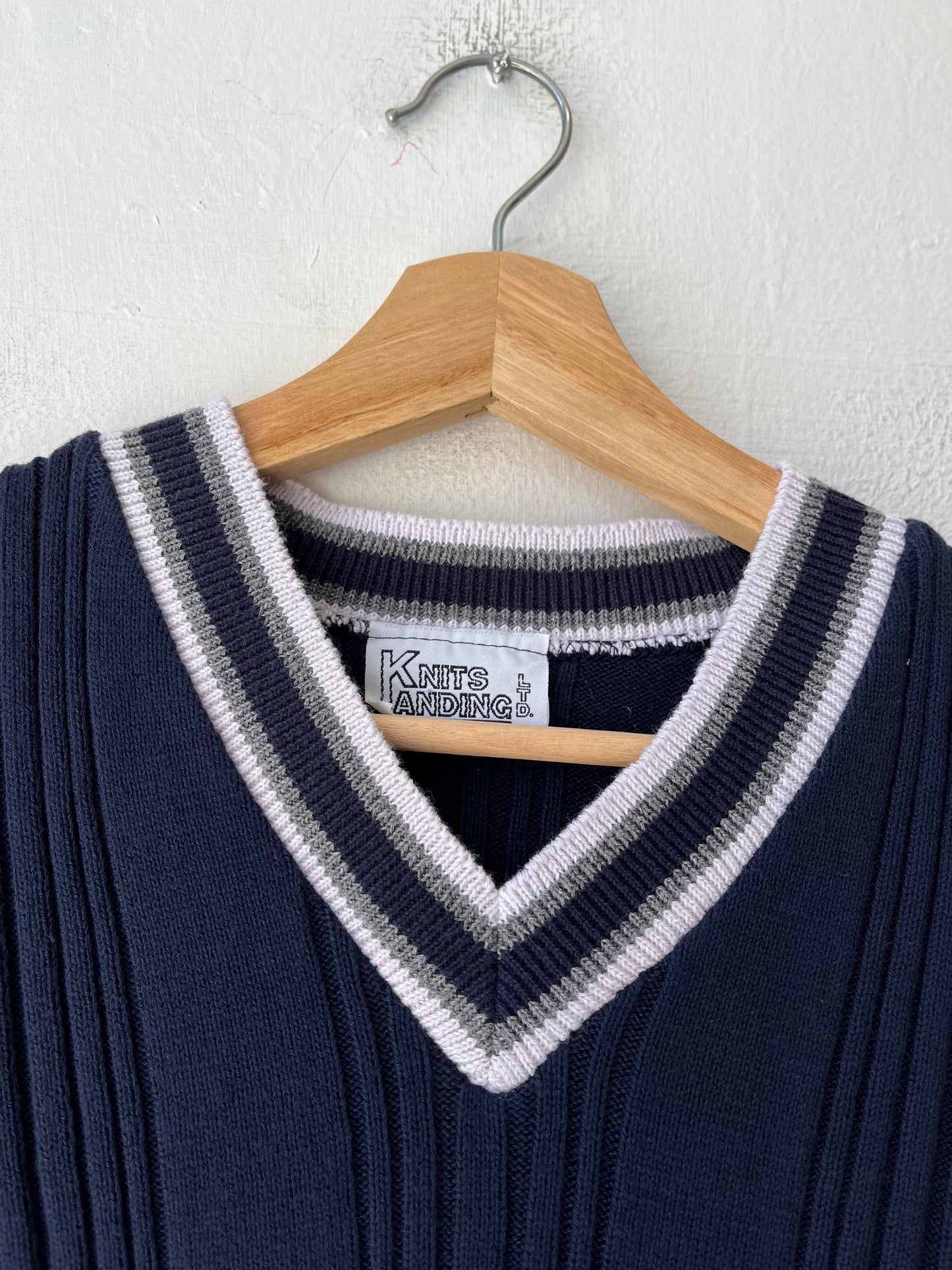 90's Cotton V Neck Knit Top