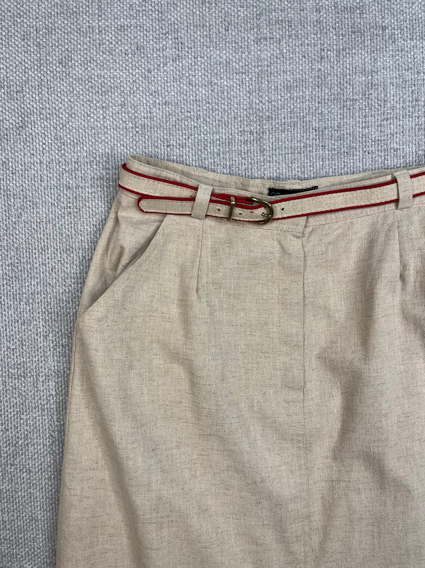 70's Tan Belted Midi Skirt 26"
