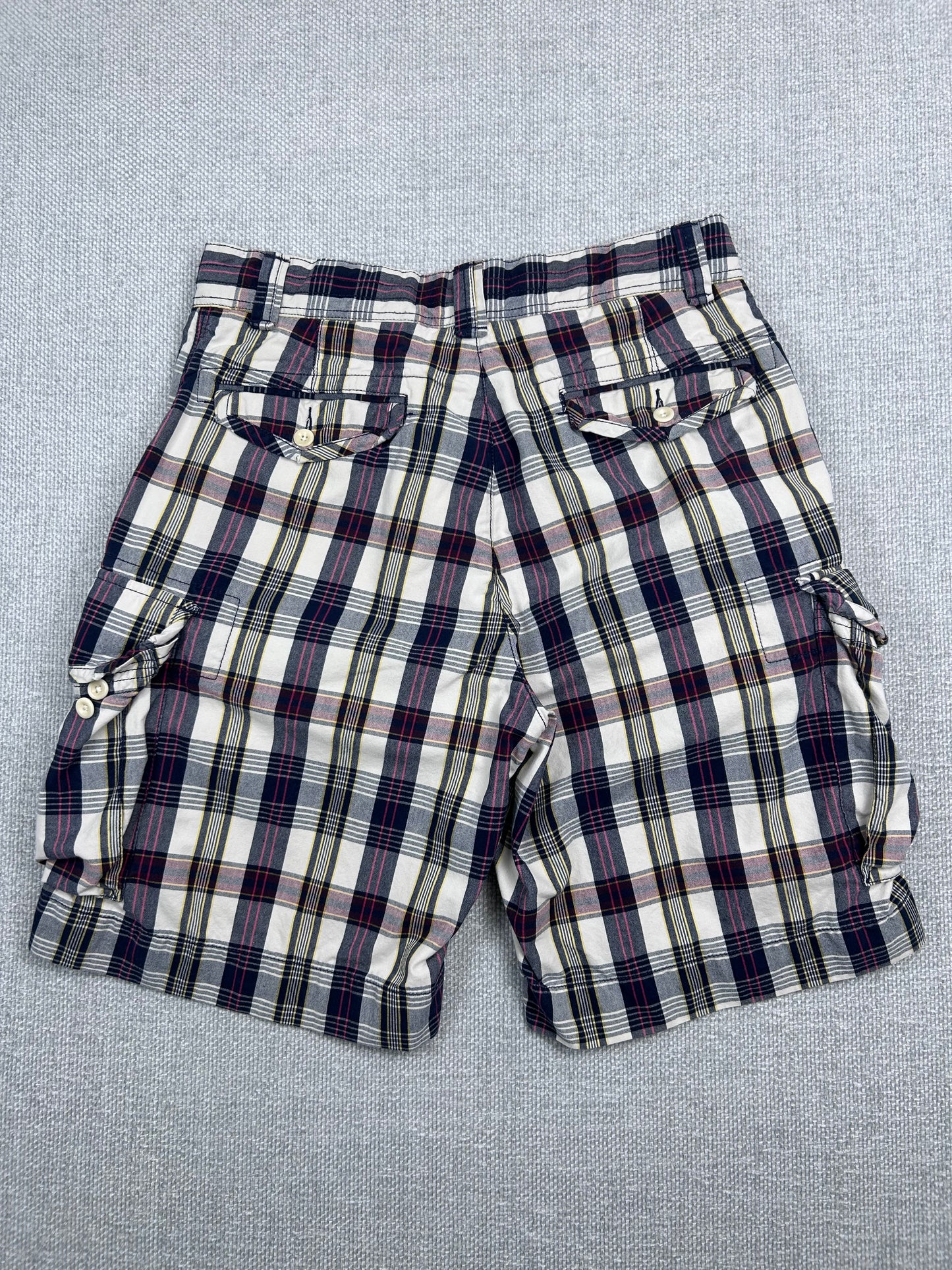 Y2K Polo Baggy Plaid Cargo Shorts 30-33"
