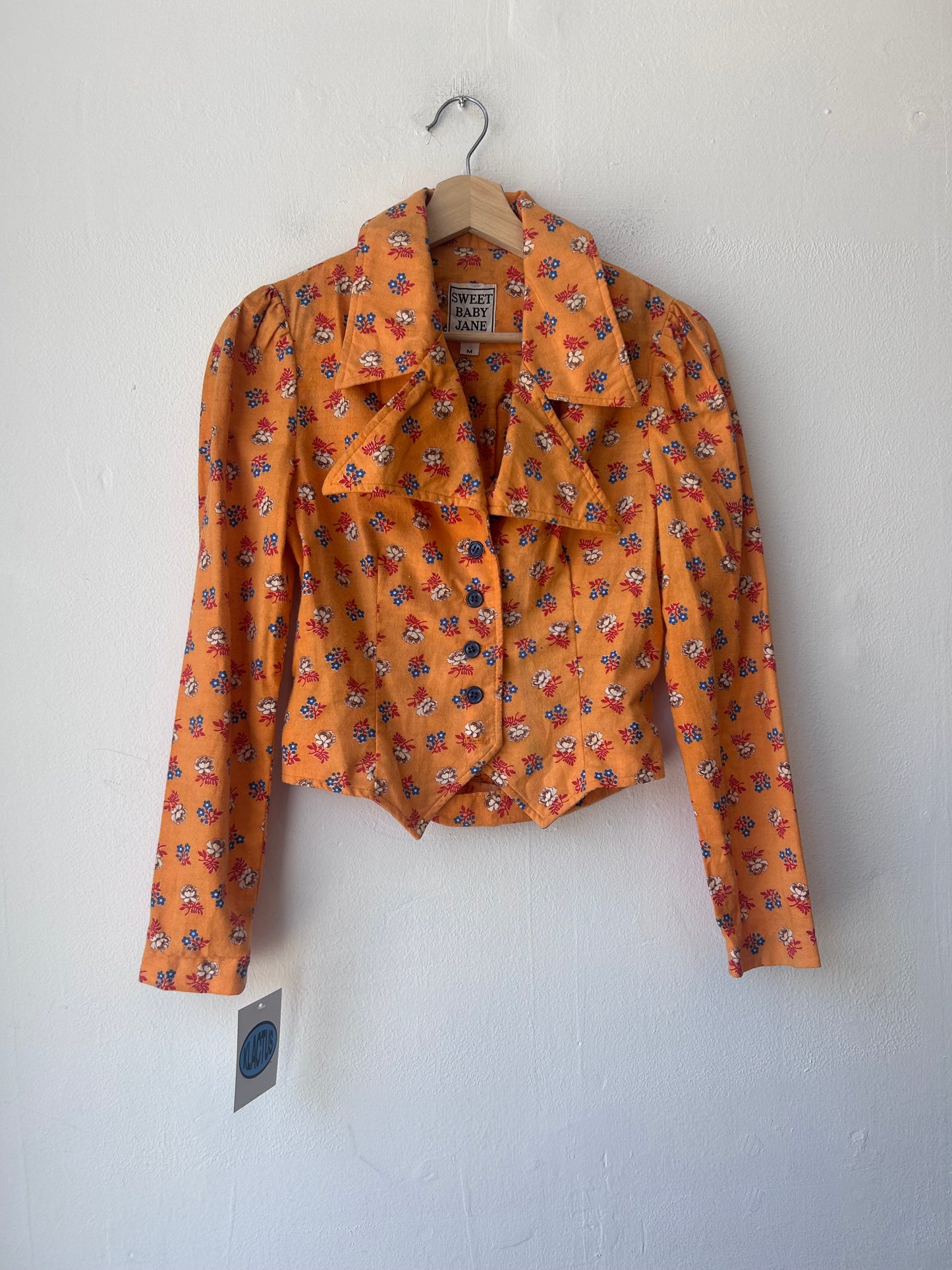 90’s Orange Floral Button Down