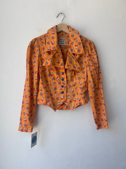 90’s Orange Floral Button Down