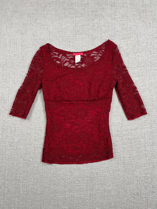 90's Lace Sparkle 1/2 Sleeve Top