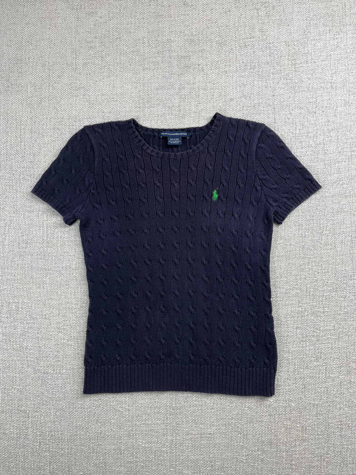 Y2K Ralph Lauren Short Sleeve Cable Knit Top