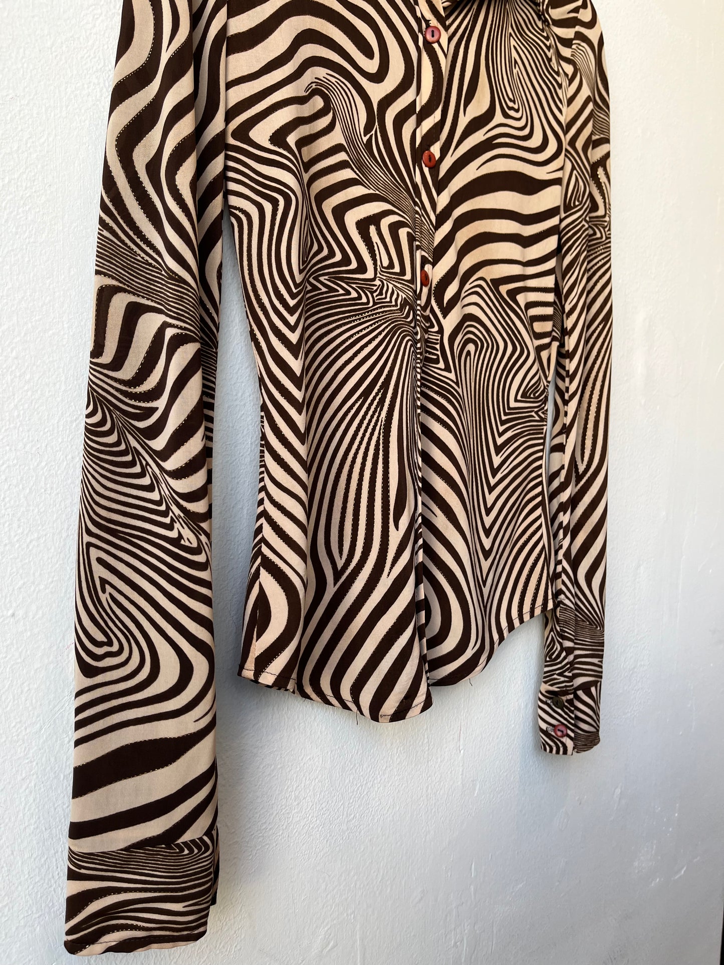 90's Swirly Brown Blouse
