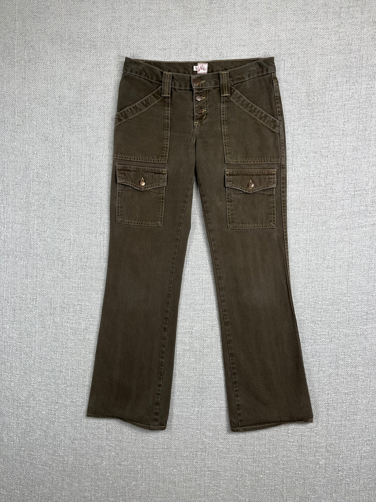Y2K Olive Flare Pants 30"