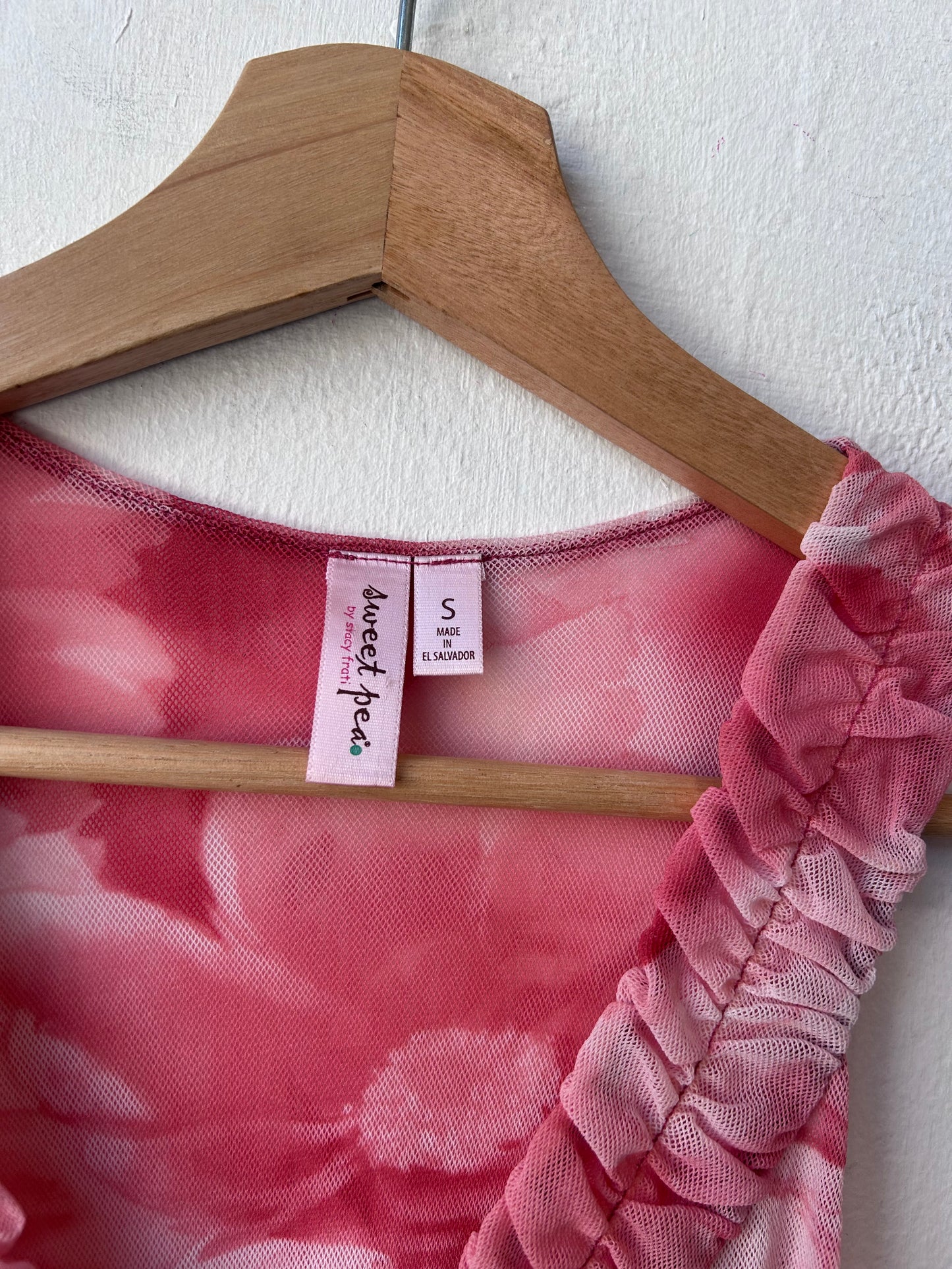 Y2K Mesh Pink Floral Top