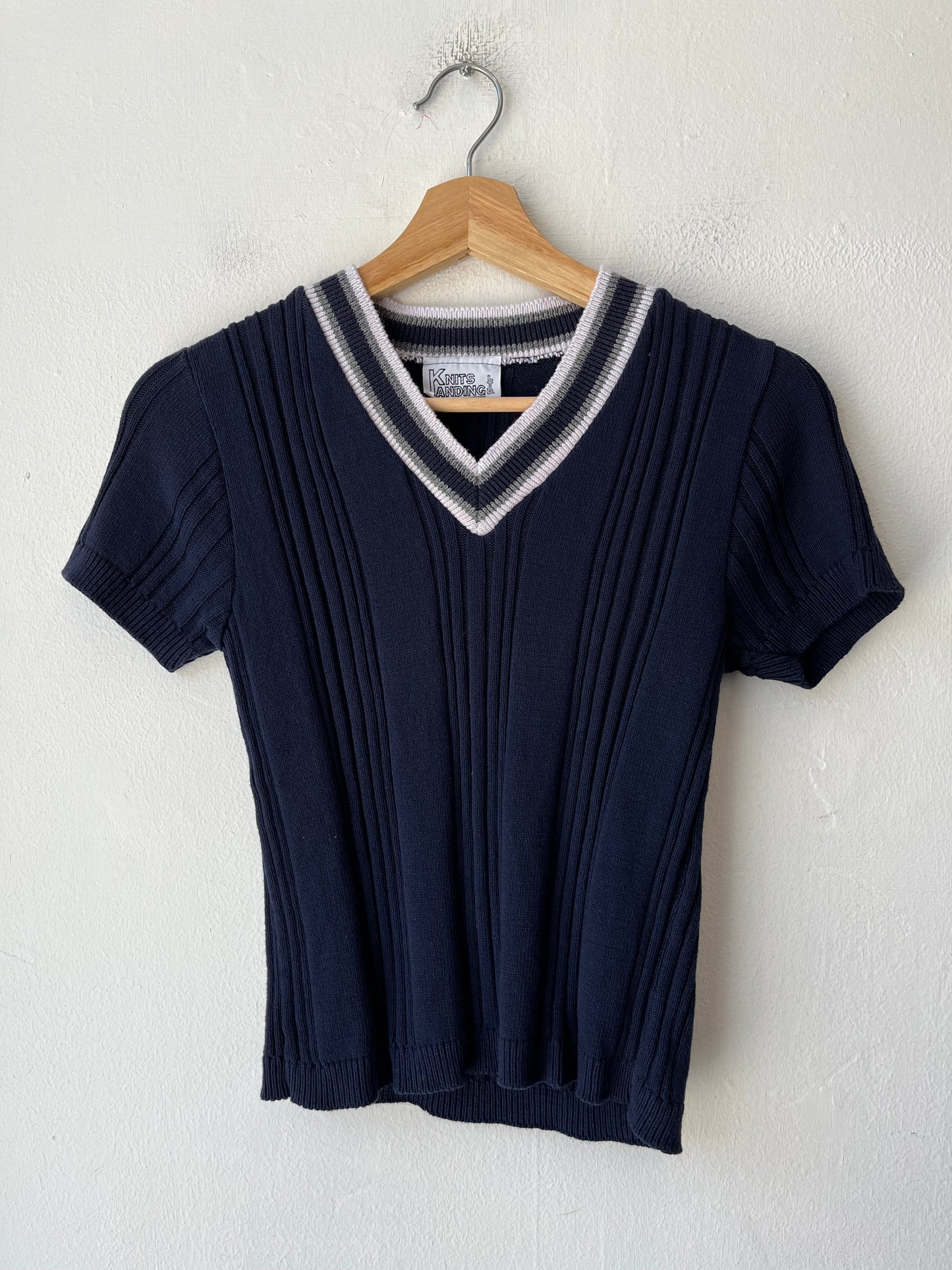 90's Cotton V Neck Knit Top