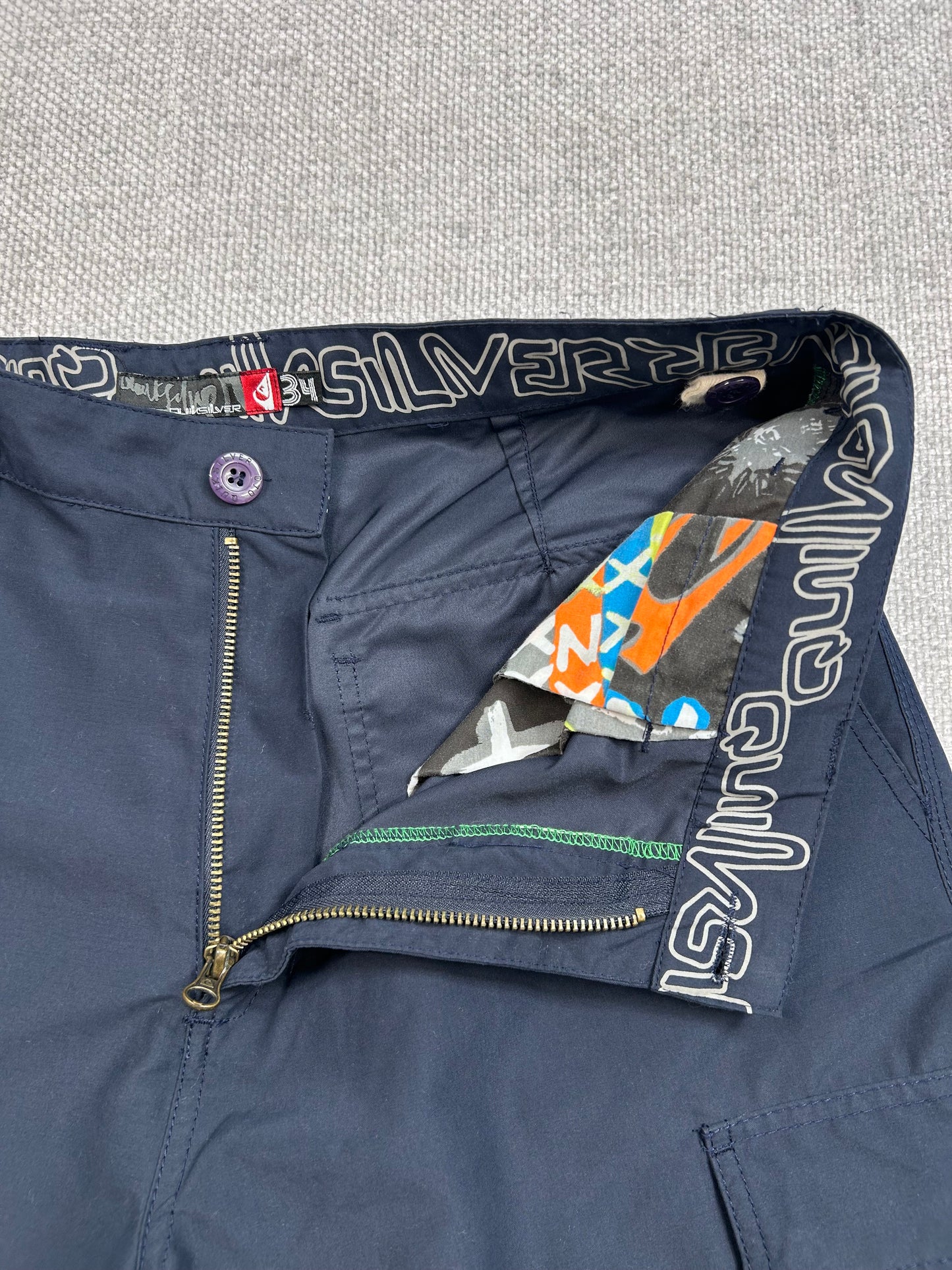 Y2K Quiksilver Cargo Board Shorts 34”