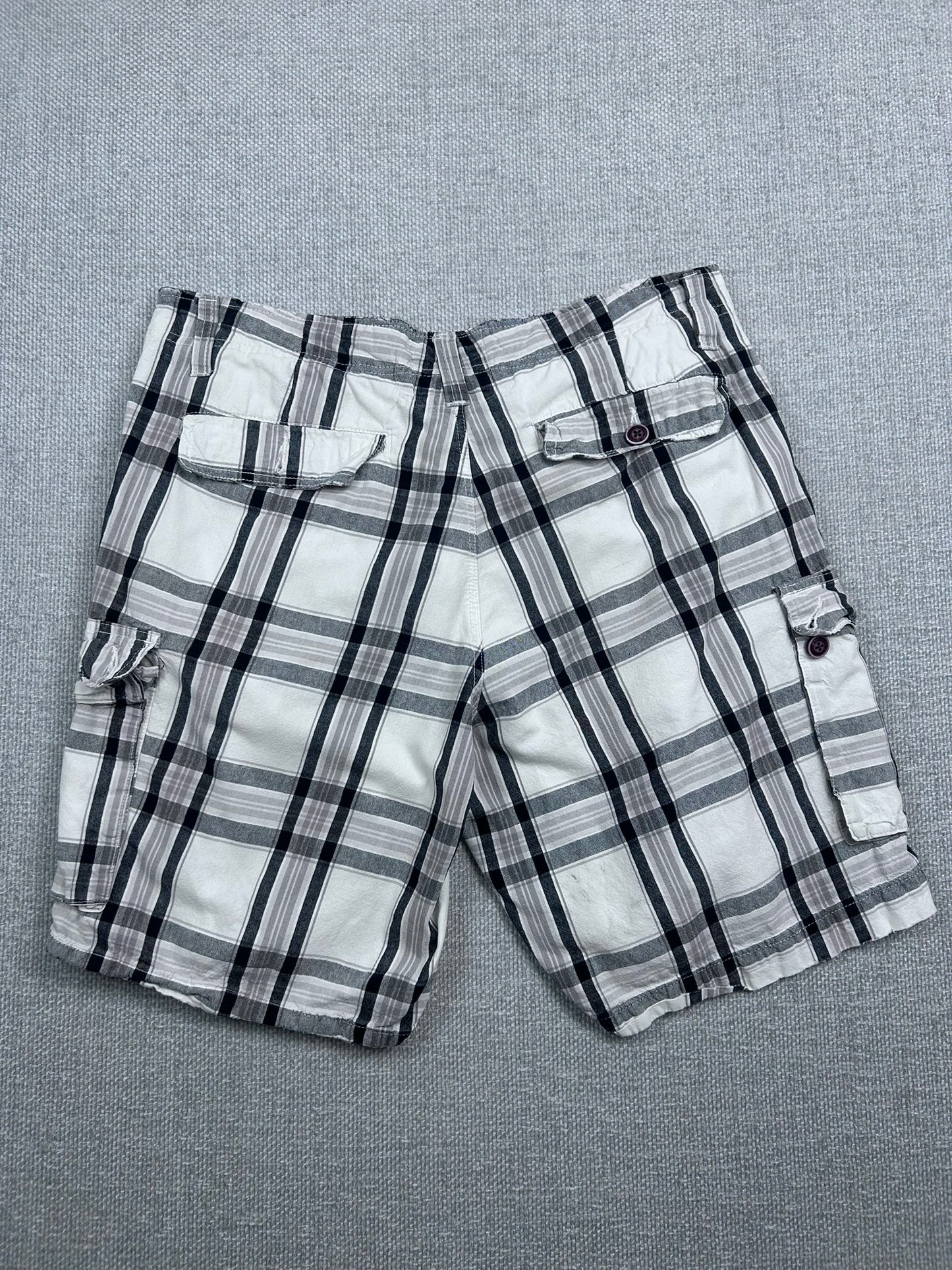 Y2K Plaid Cargo Shorts 36"