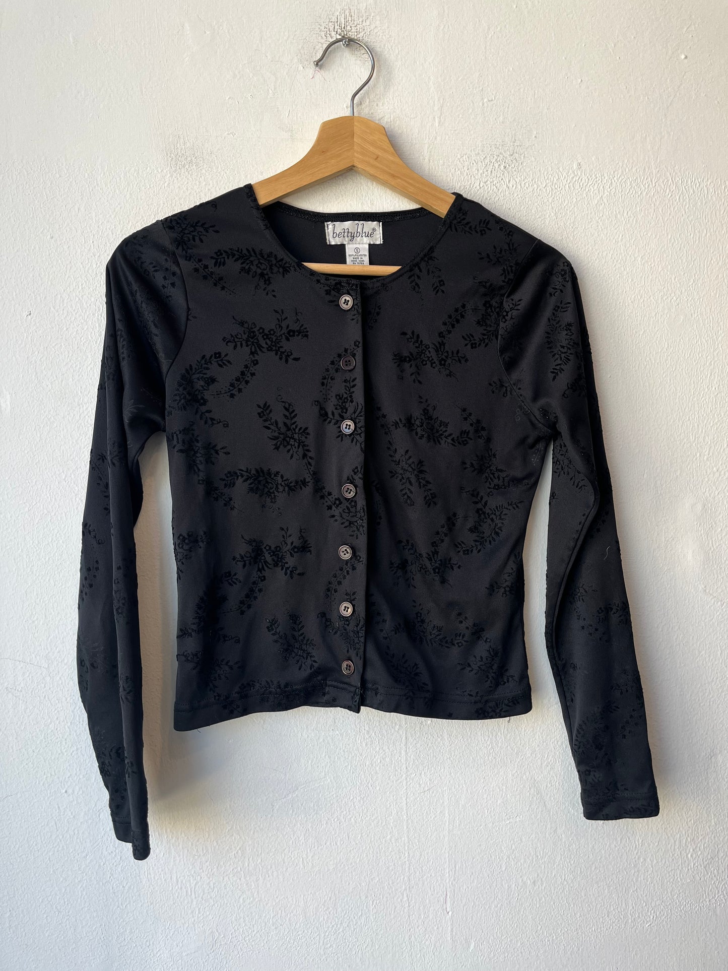 90's Black Embroidered Shirt