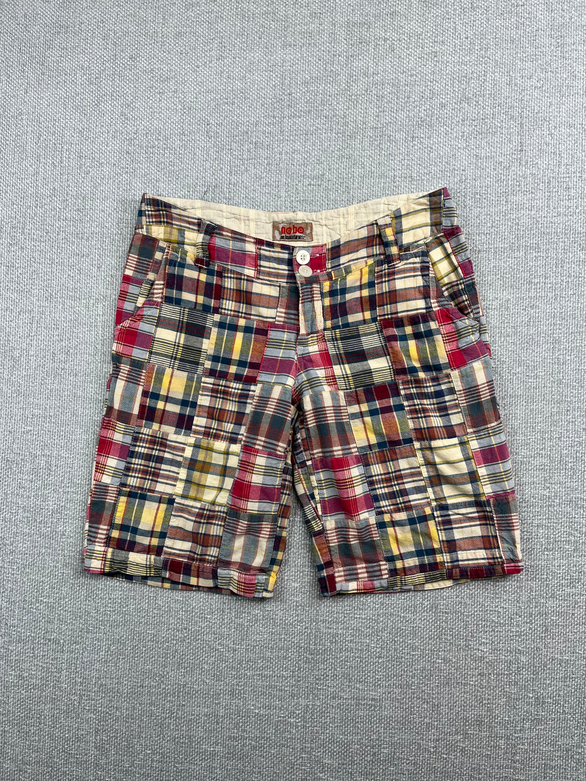 Y2K Patchwork Plaid Shorts 28"