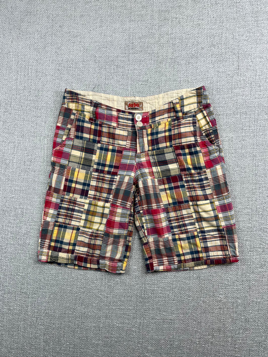 Y2K Patchwork Plaid Shorts 28"