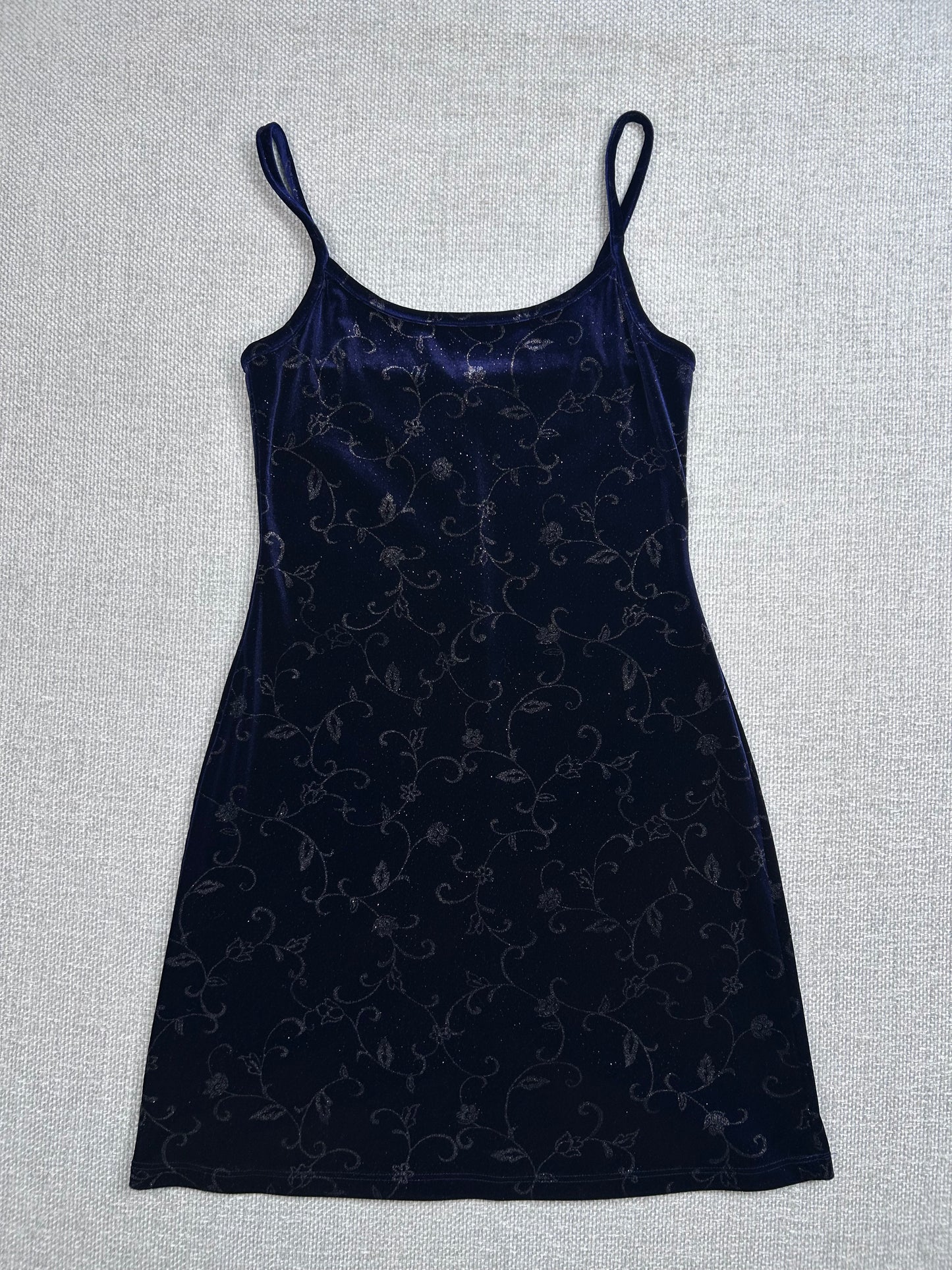 90's Blue Sparkly Velour Dress