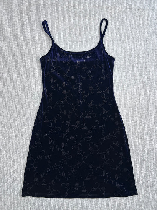 90's Blue Sparkly Velour Dress