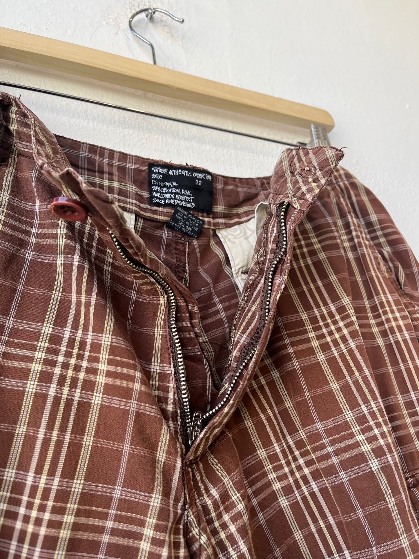 Y2K Stüssy Plaid Shorts 28-32"