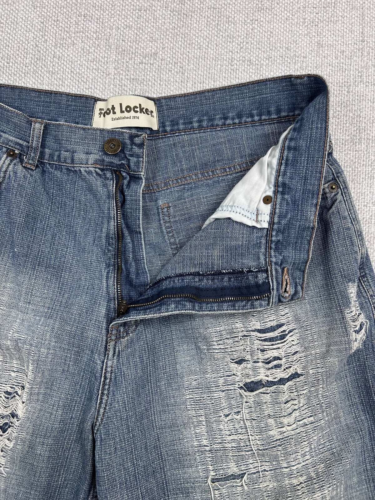 Y2K Baggy Distressed Denim Shorts 34"