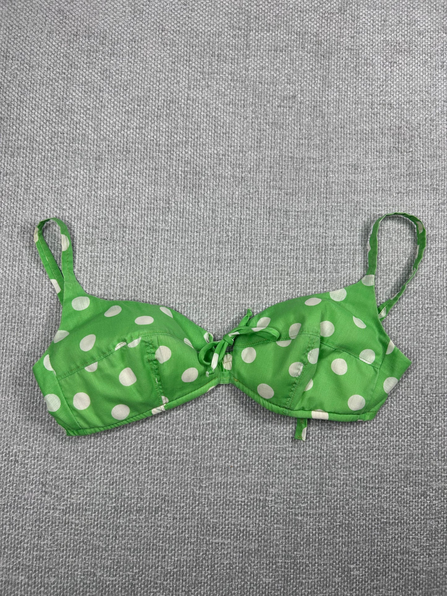 70's Green Polka Dot Bikini Top