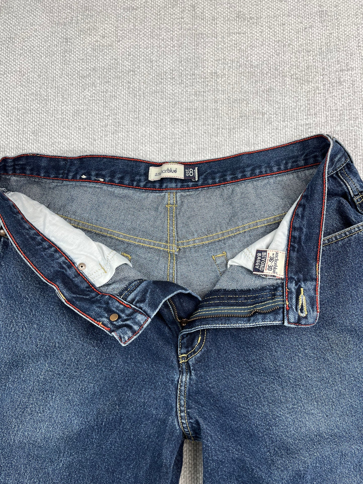Y2K Anchor Blue Baggy Jeans 34"