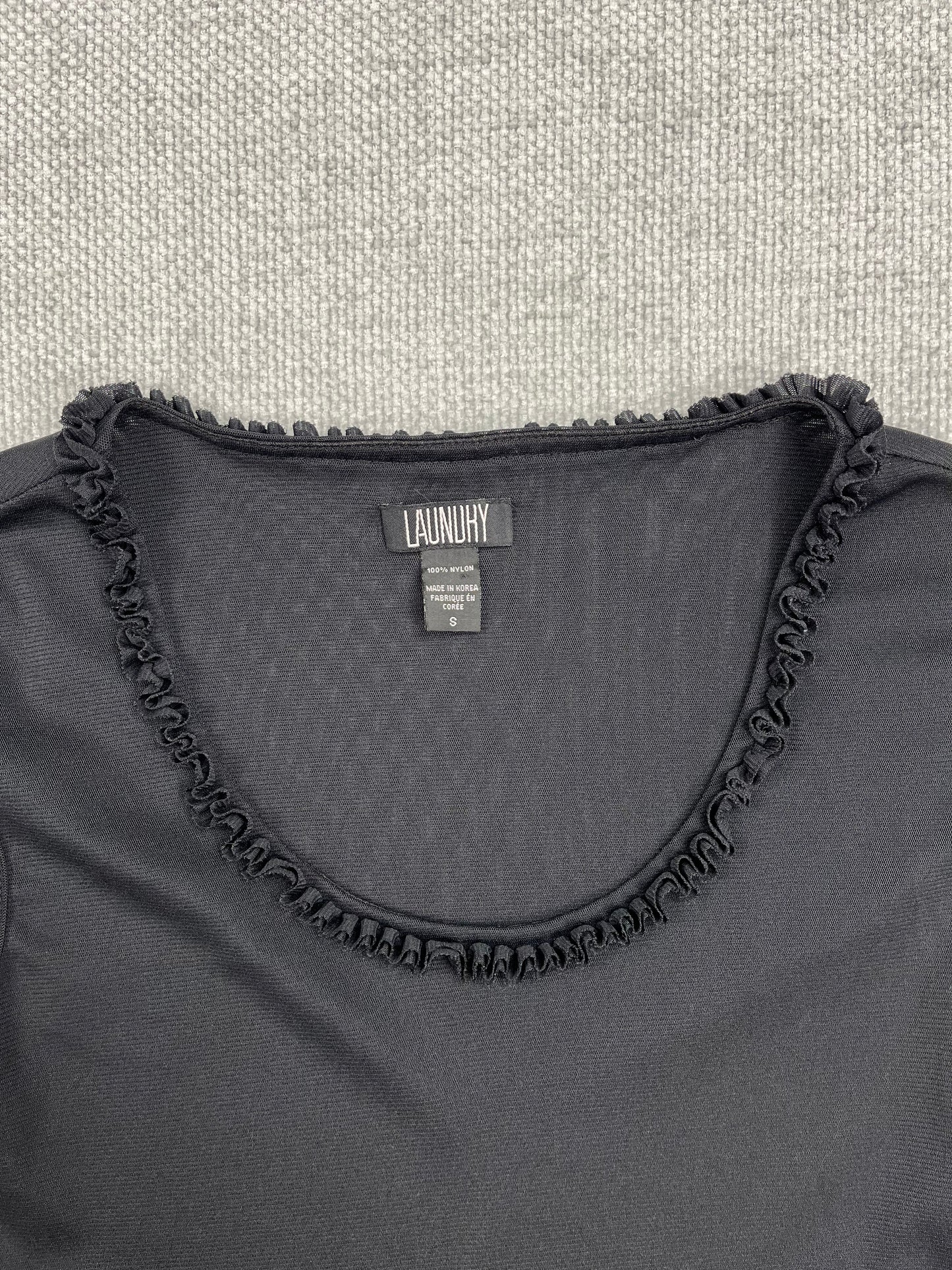 Y2K Mesh Ruffle Neck Top