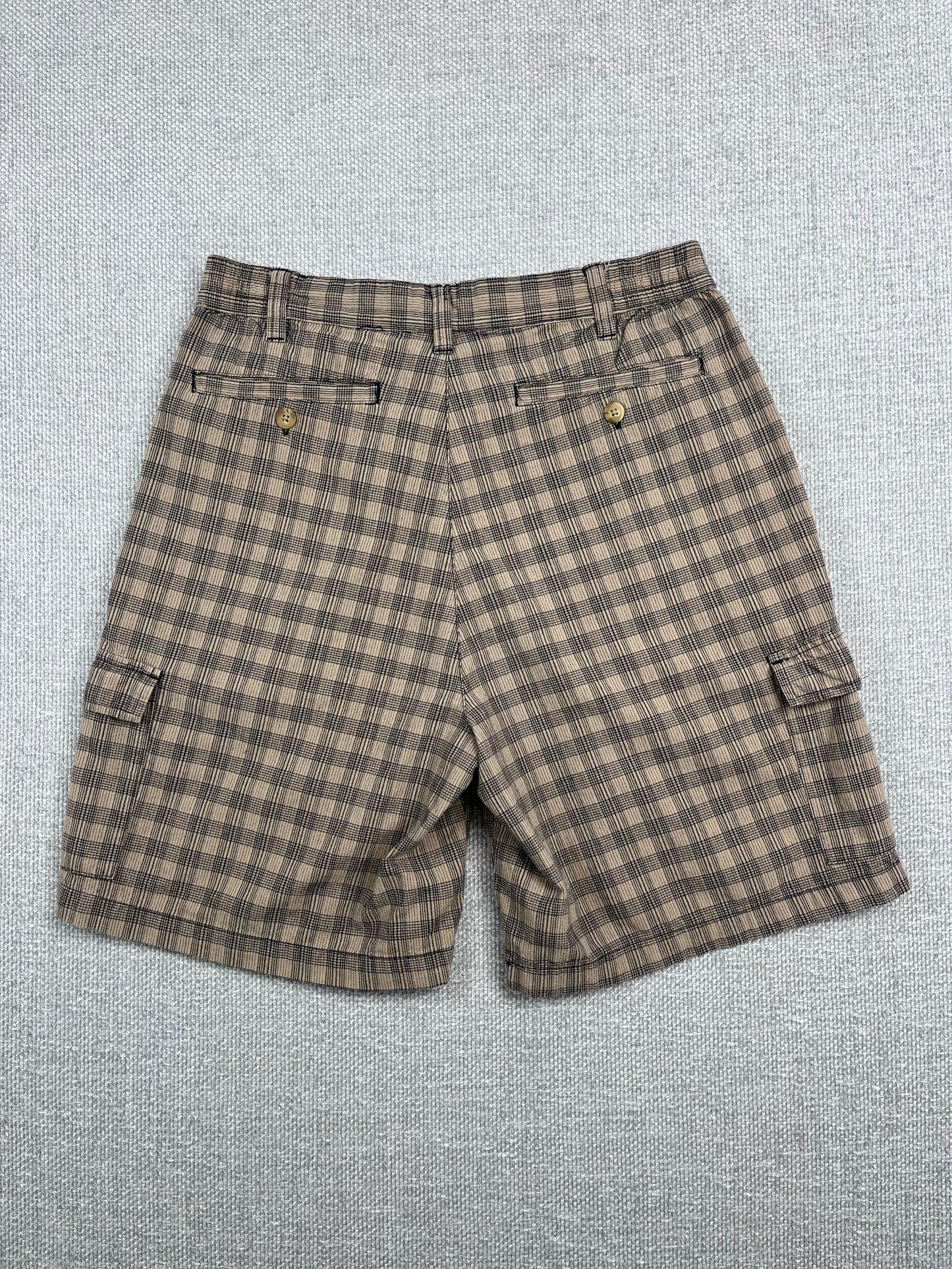 Y2K Plaid Baggy Cotton Shorts 30"