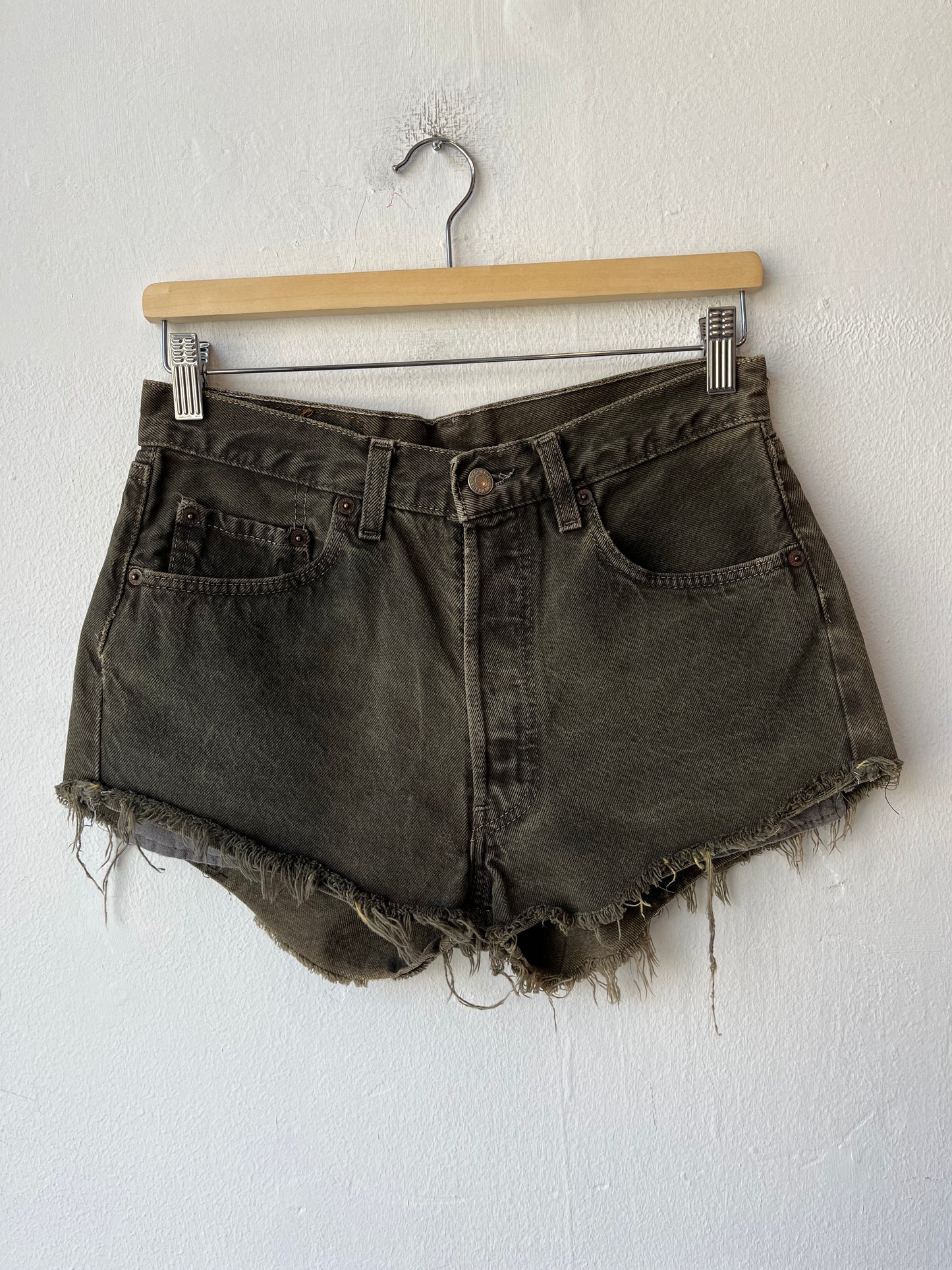 90's Green Levi's Cutoff Shorts 28"