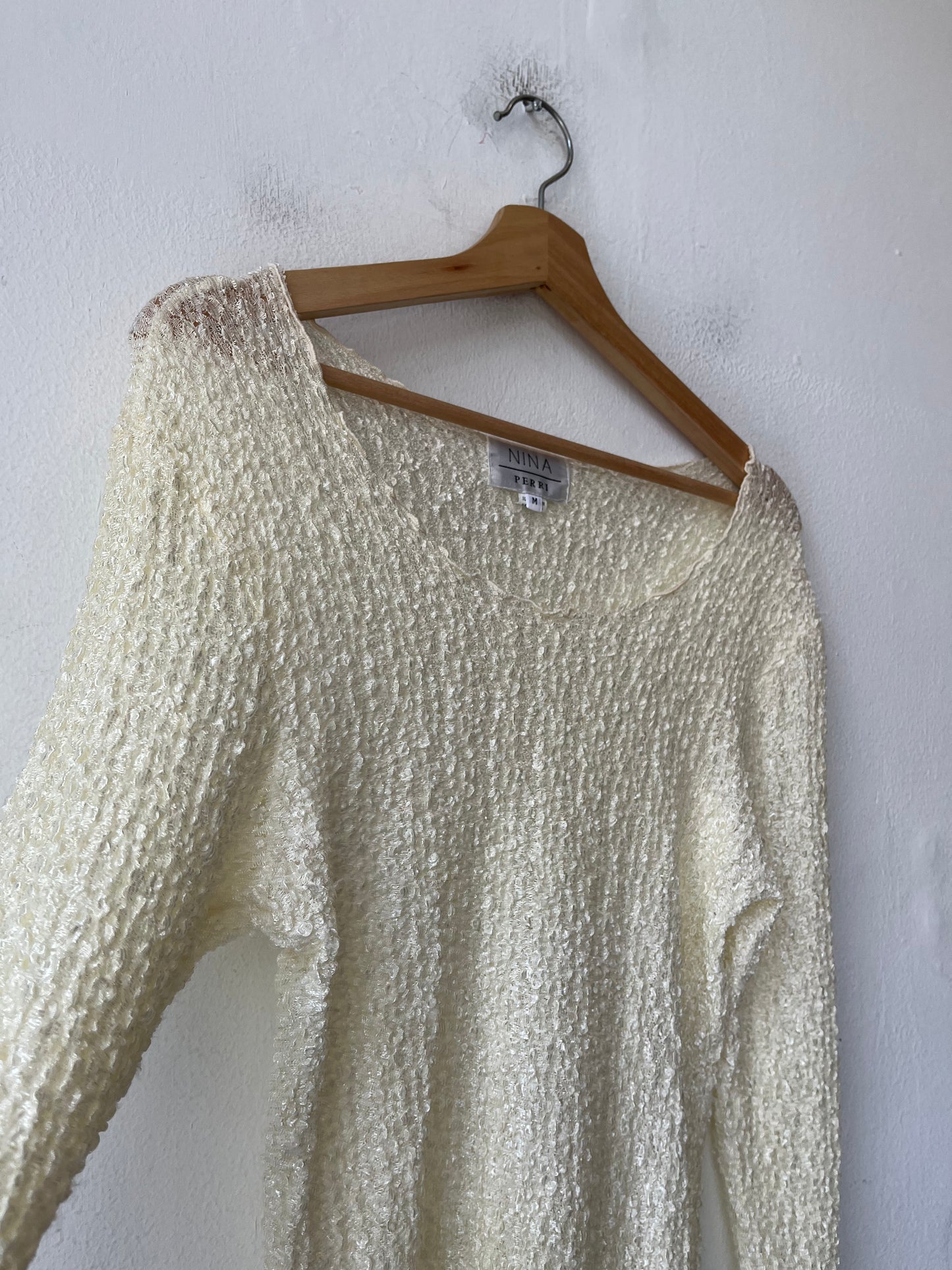 80's White Lace Long Sleeve Blouse