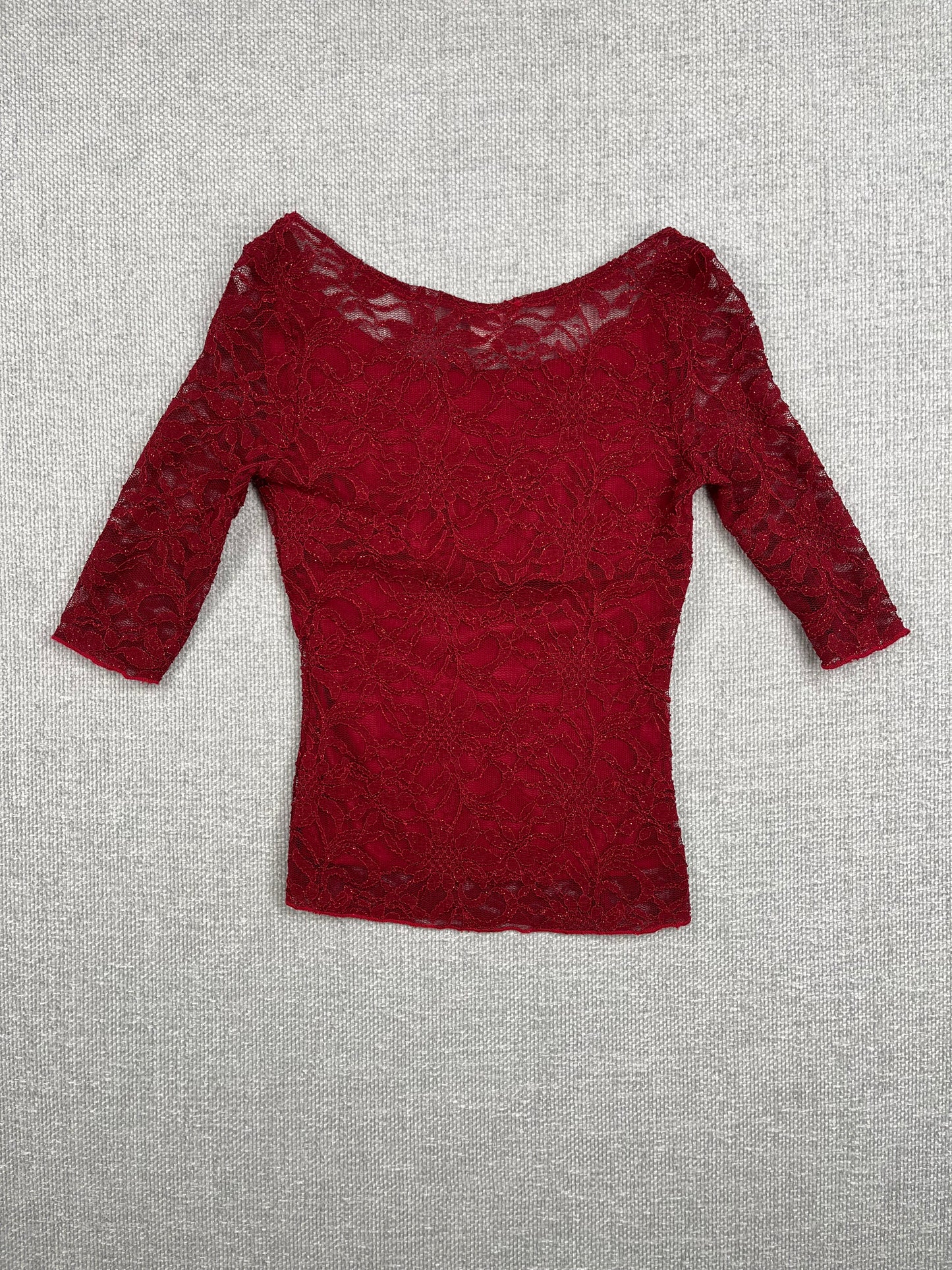 90's Lace Sparkle 1/2 Sleeve Top