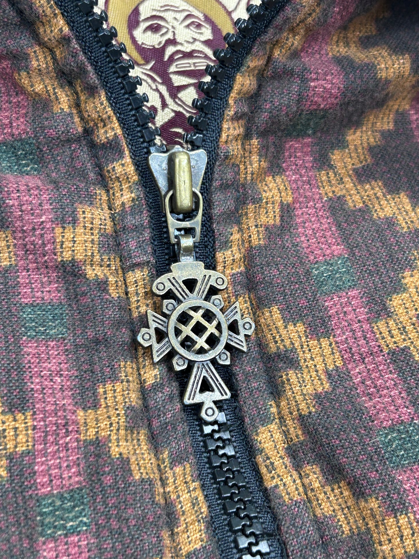 90's Patterned Tech Zip Up