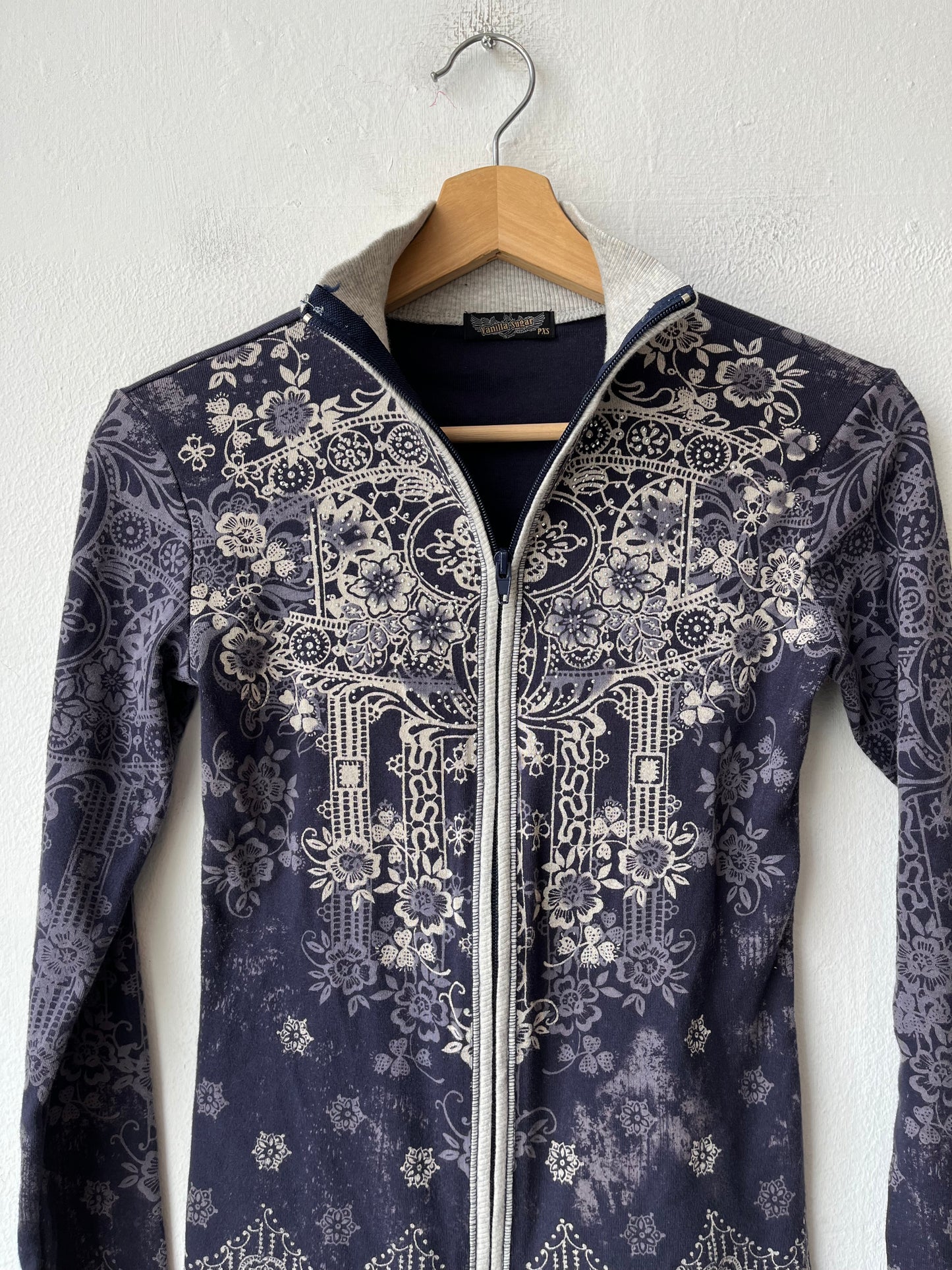 Y2K Rhinestone Zip Up Top