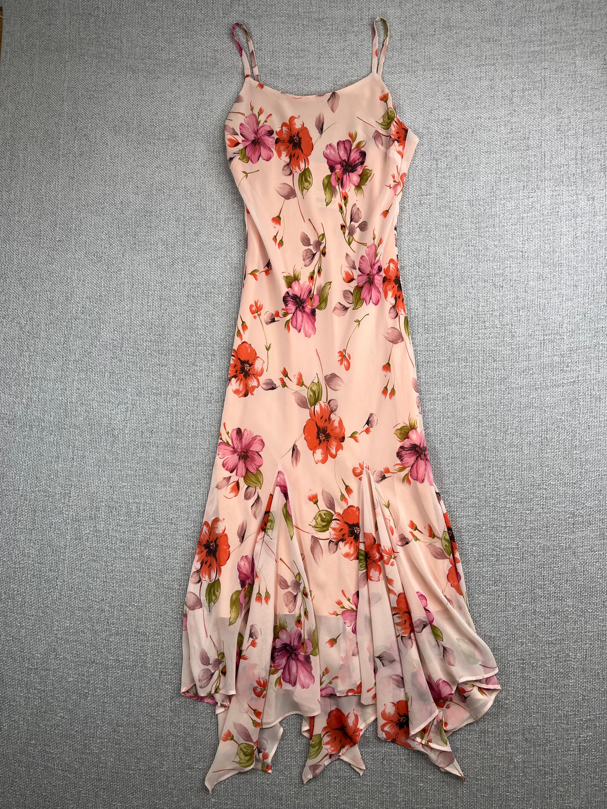 90's Asymmetrical Pink Floral Dress