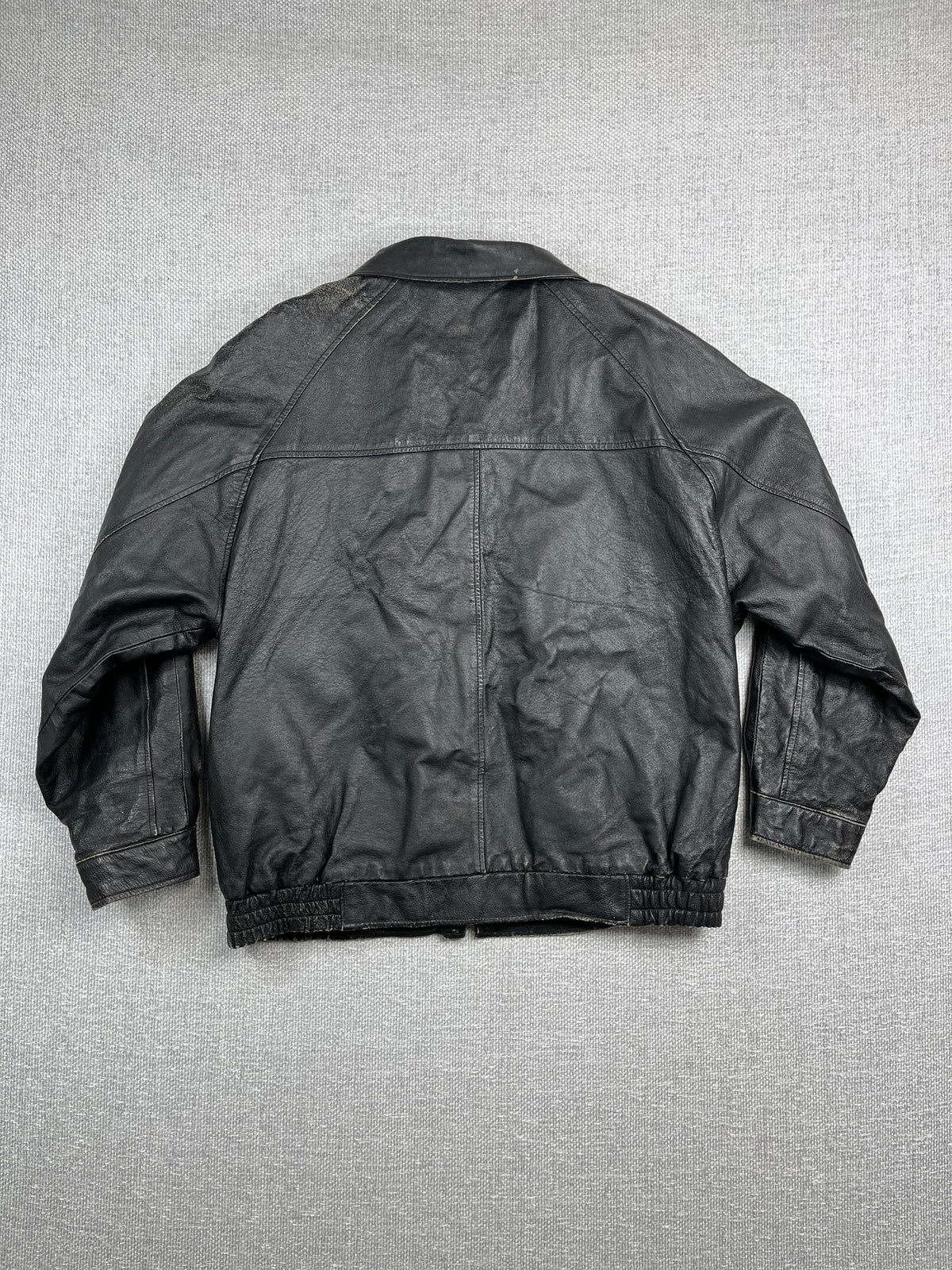 90's Black Leather Bomber Jacket