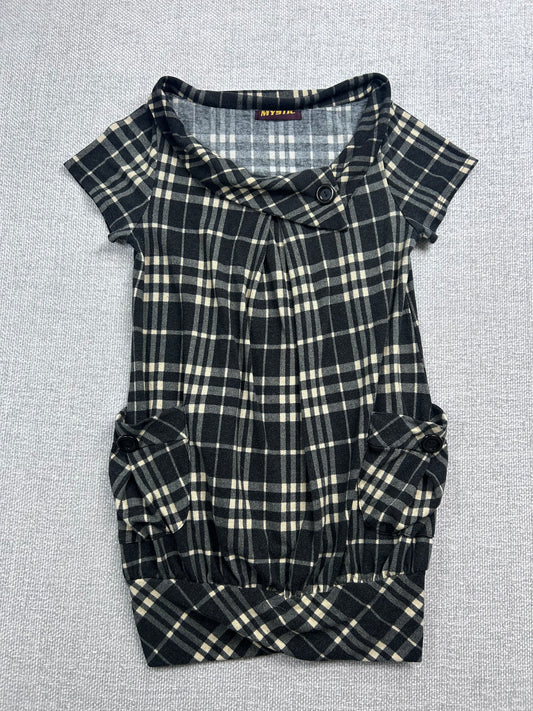 Y2K Plaid Bubble Hem Dress