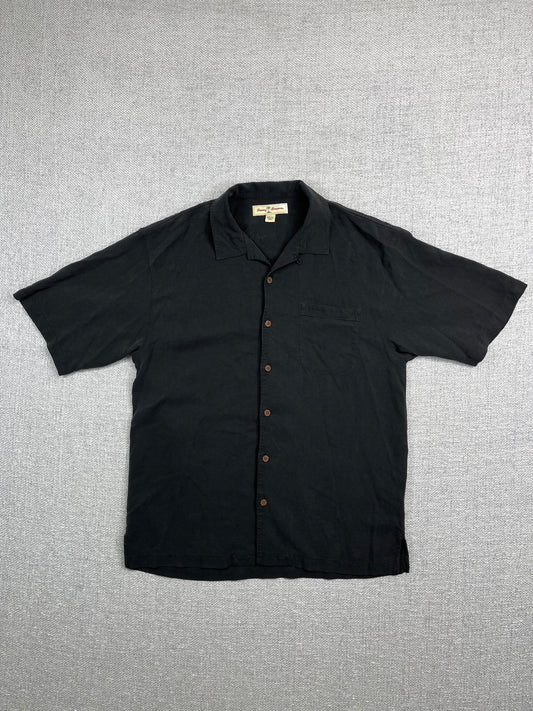 Y2K Black Silk Button Up Shirt
