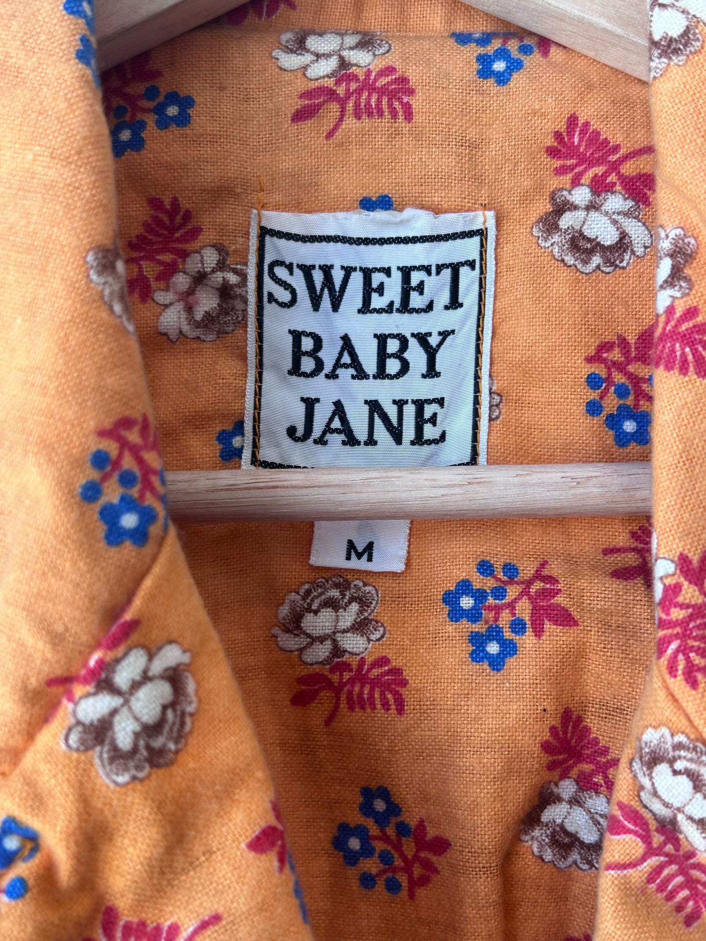 90’s Orange Floral Button Down