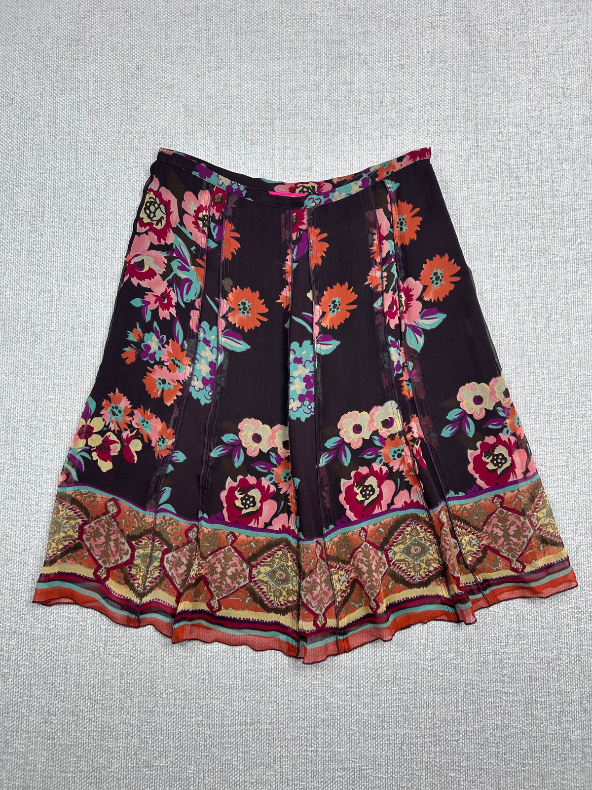 Y2K Floral Silk Skirt 32”