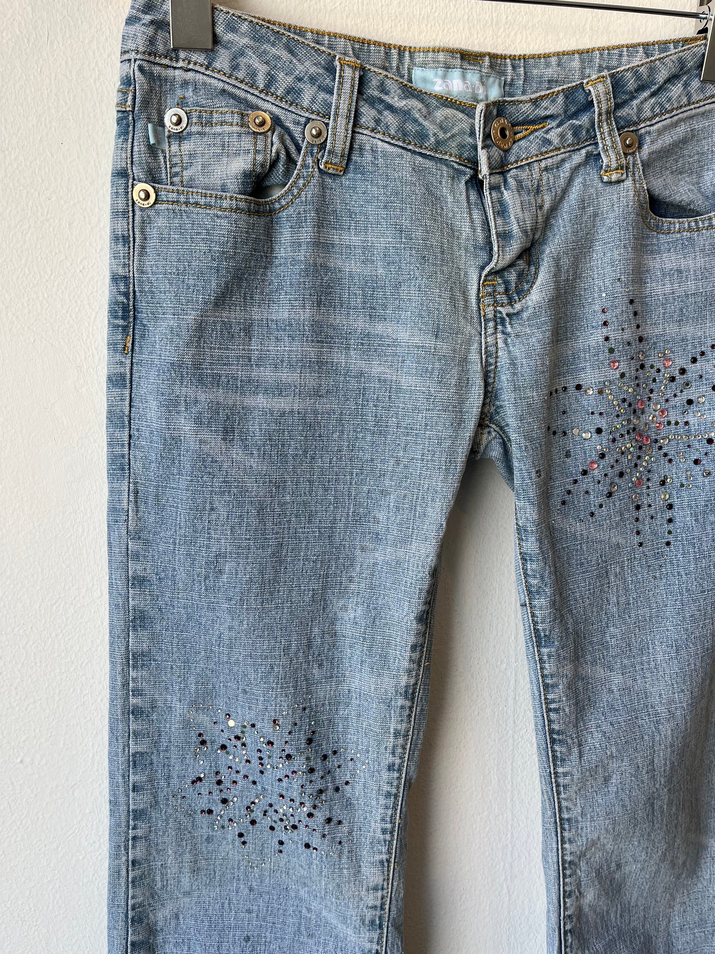 Y2K Low Rise Bedazzled Jeans 28”