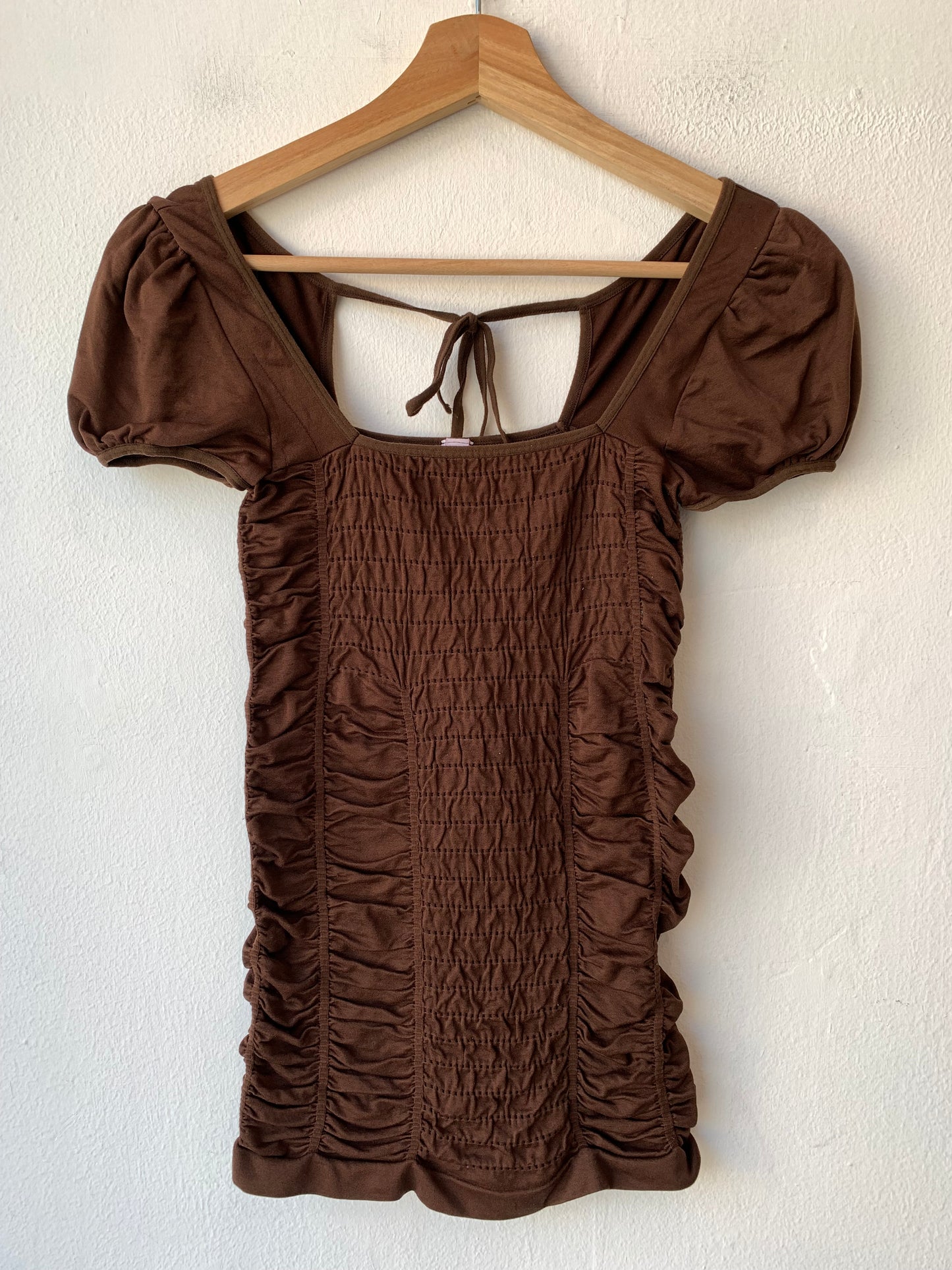 Y2K Brown Scrunch Top