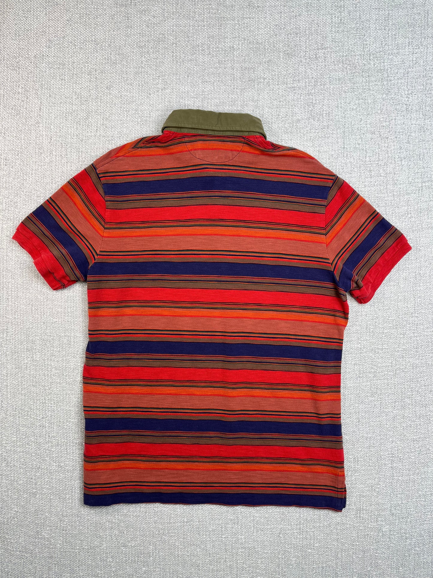 90's Woven Striped Polo Shirt