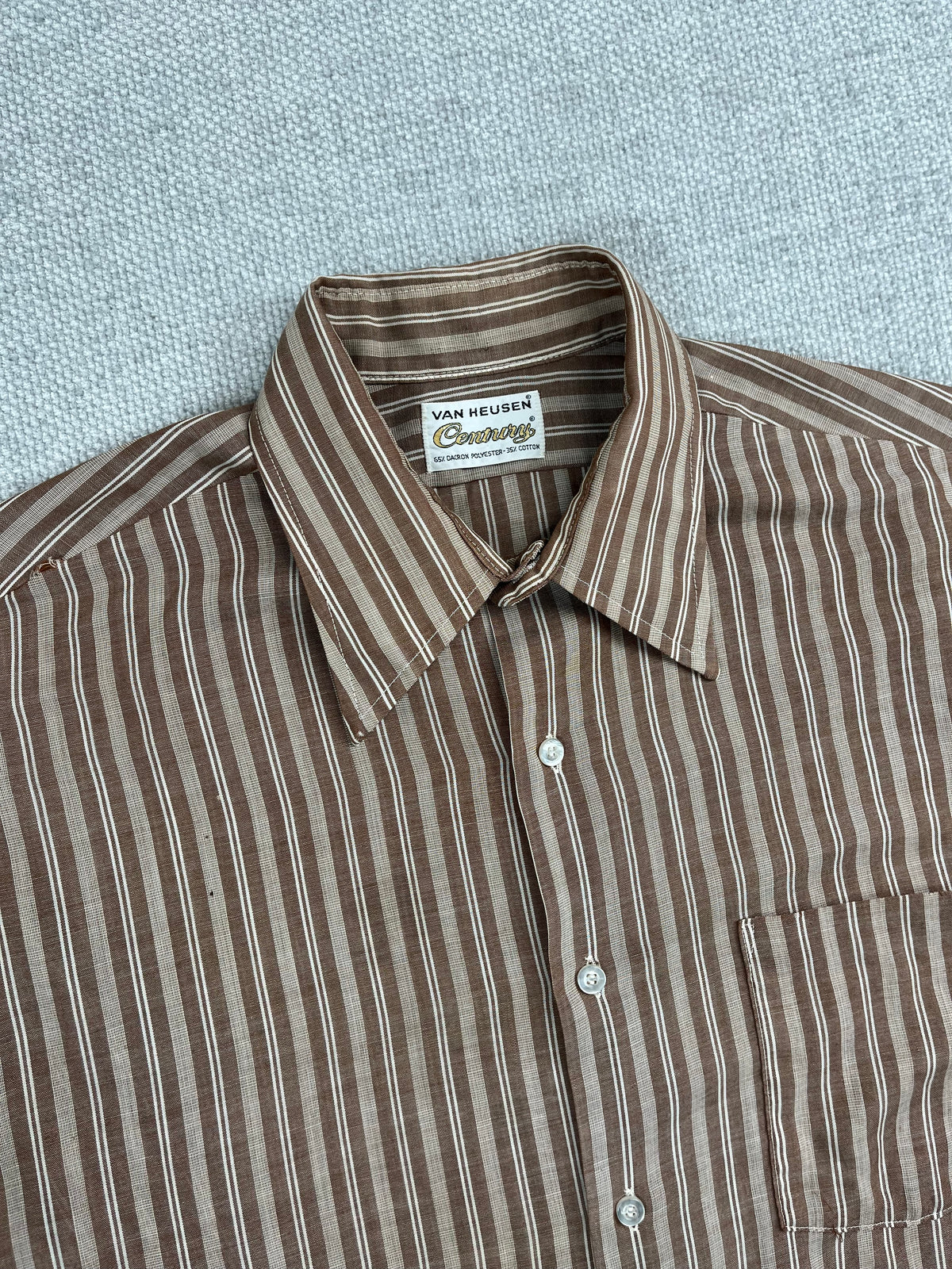70's Brown Striped Button up Shirt