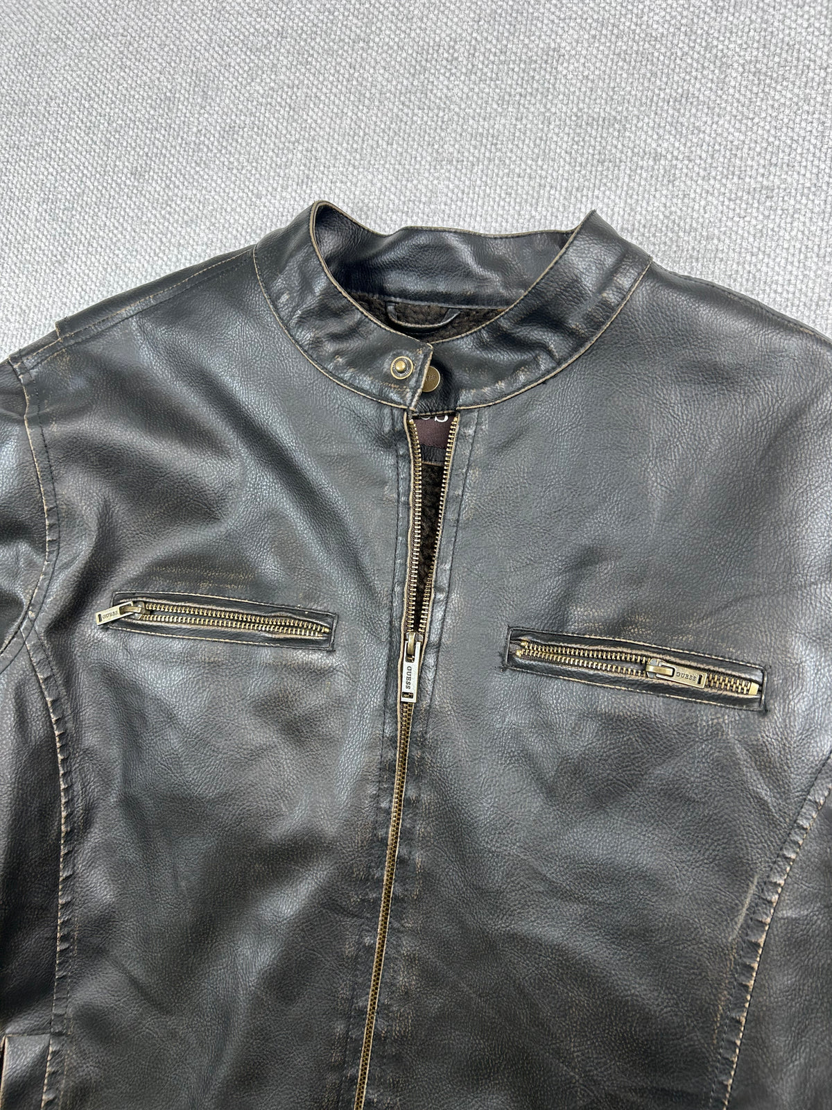 Y2K Guess Cafe Moto Leather Jacket