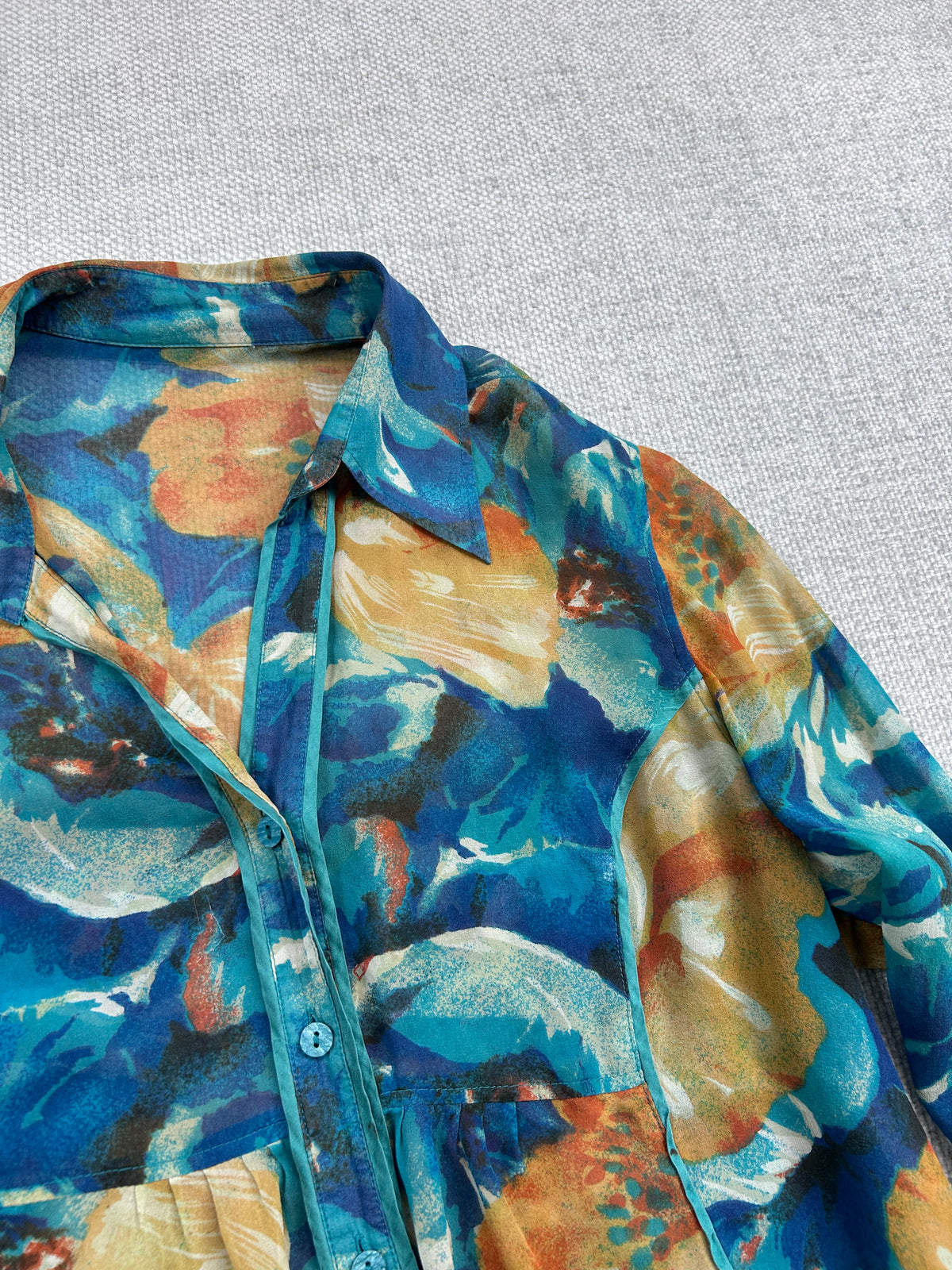 Y2K Floral Silk Blouse