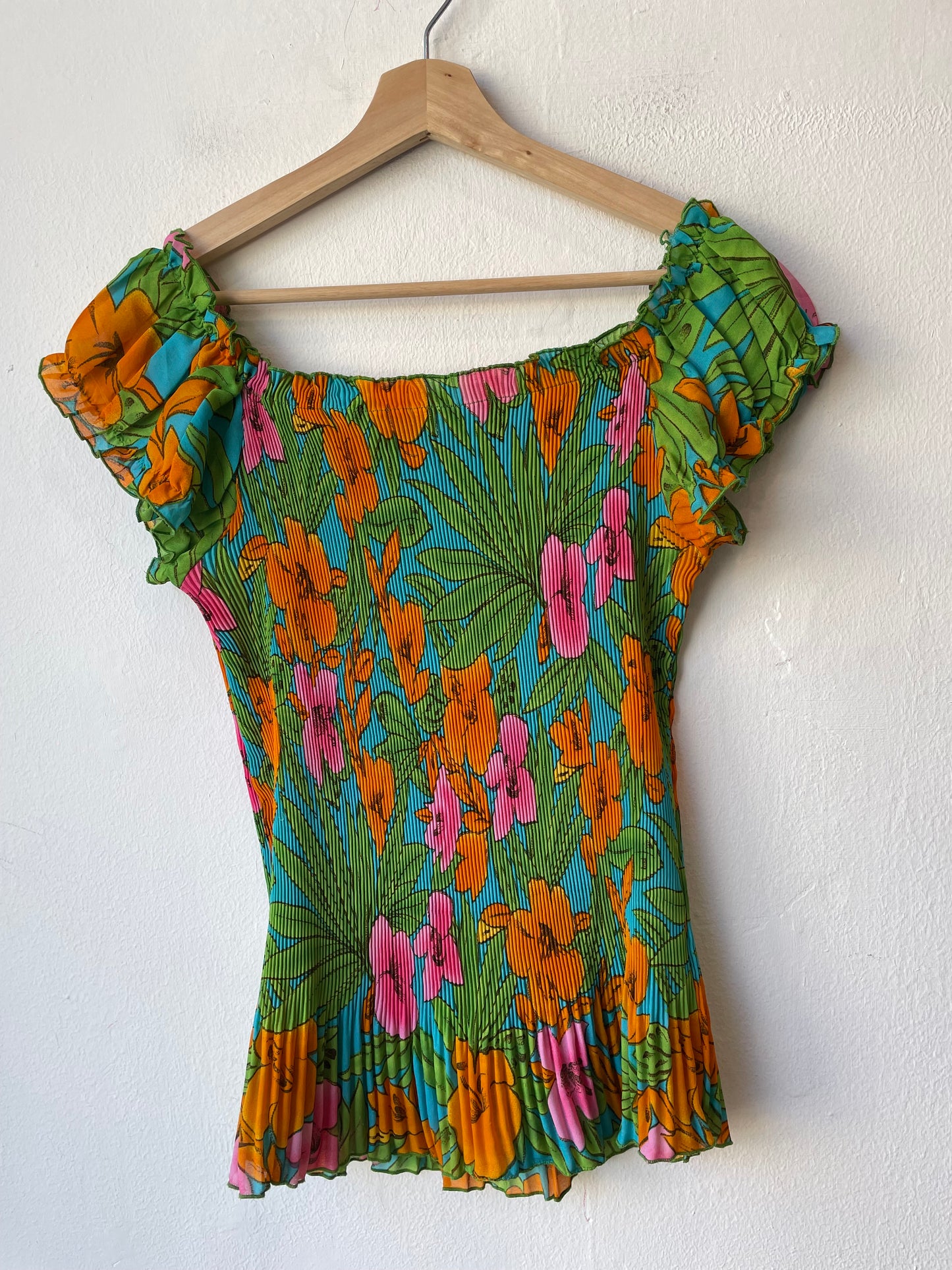 Y2K Pleated Floral Top