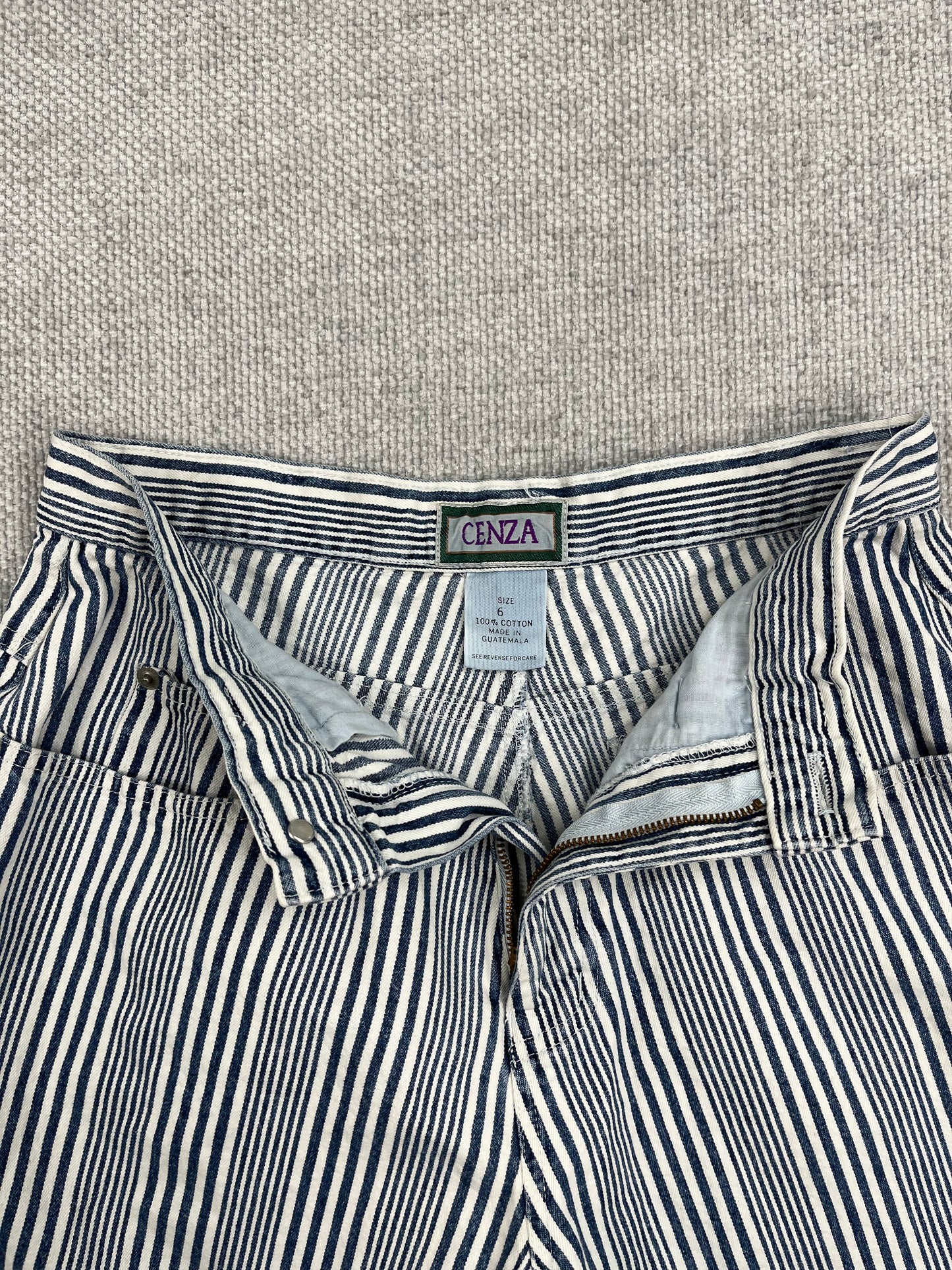 Y2K Striped Cotton Shorts 26"