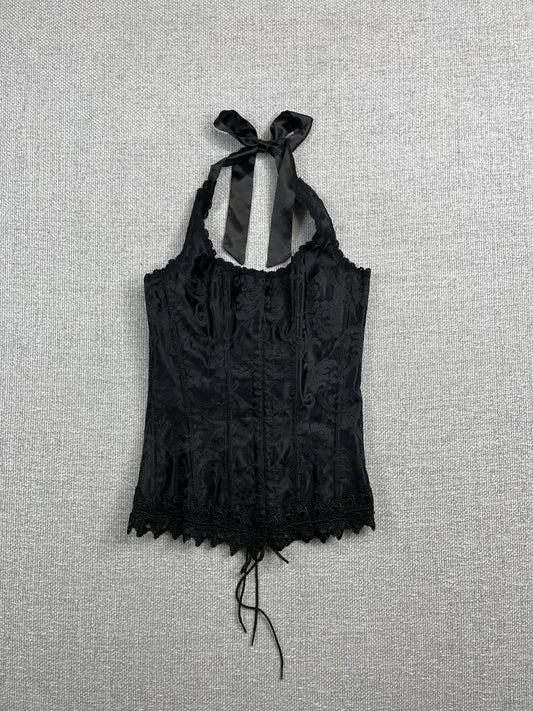 Y2K Black Halter Corset