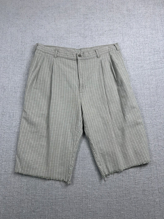 Y2K Cutoff Plaid Cotton Shorts 32"